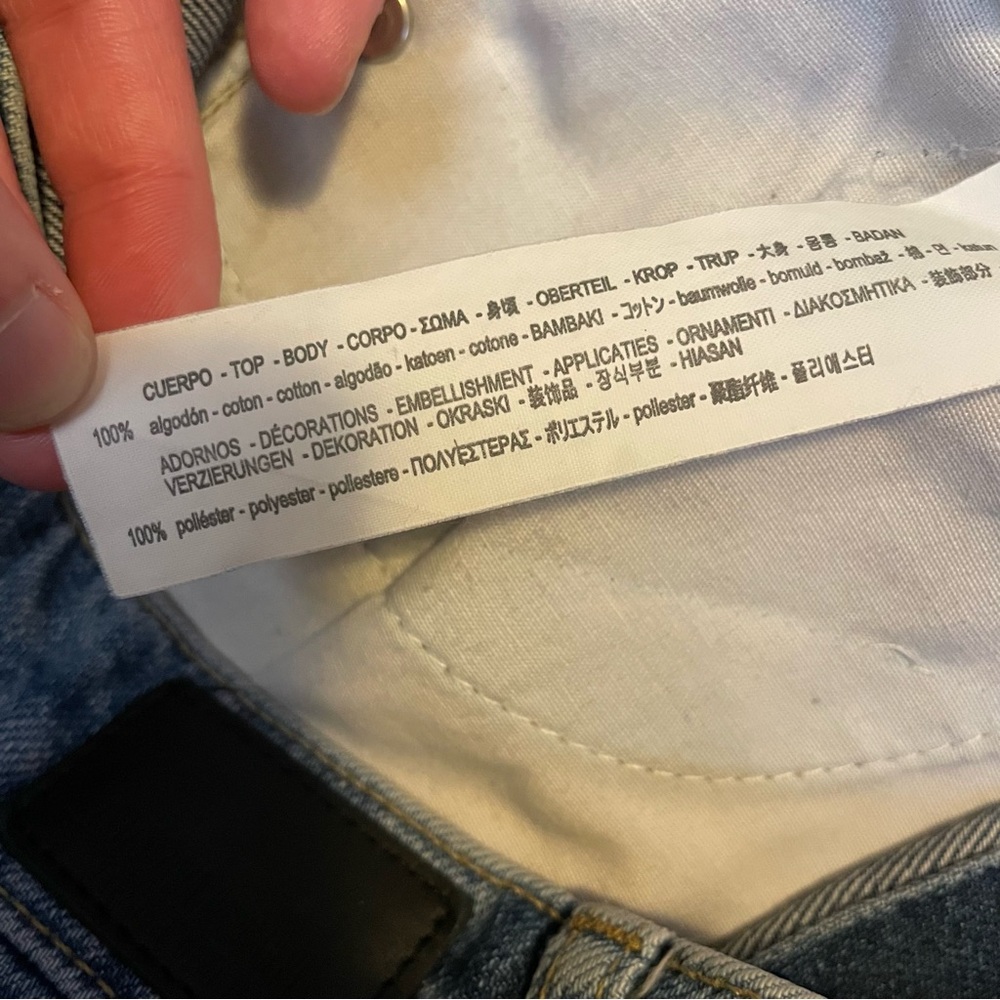 Zara basic denim sequin jeans cropped boyfriend f… - image 9